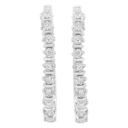 Haus of Brilliance .925 Sterling Silver 1/4 cttw Miracle-Set Round-Cut Diamond Hoop Earring (I-J Color, I2-I3 Clarity)