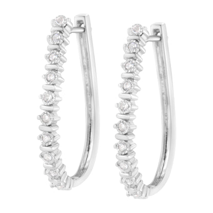 Haus of Brilliance .925 Sterling Silver 1/4 cttw Miracle-Set Round-Cut Diamond Hoop Earring (I-J Color, I2-I3 Clarity)