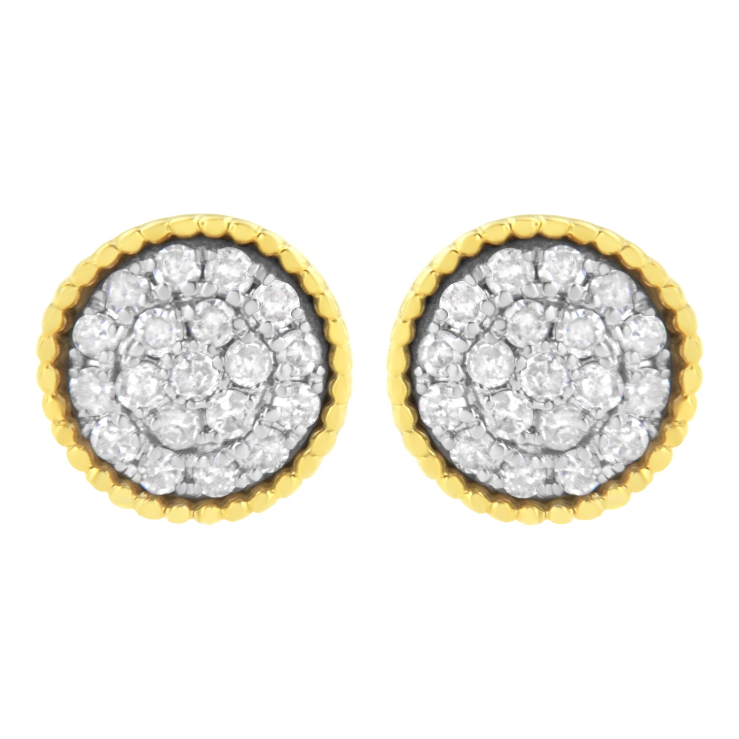 Haus of Brilliance 10K Yellow Gold Plated .925 Sterling Silver 1/2 cttw Diamond Floral Cluster Milgrained Stud Earring (I-J Color, I2-I3 Clarity)