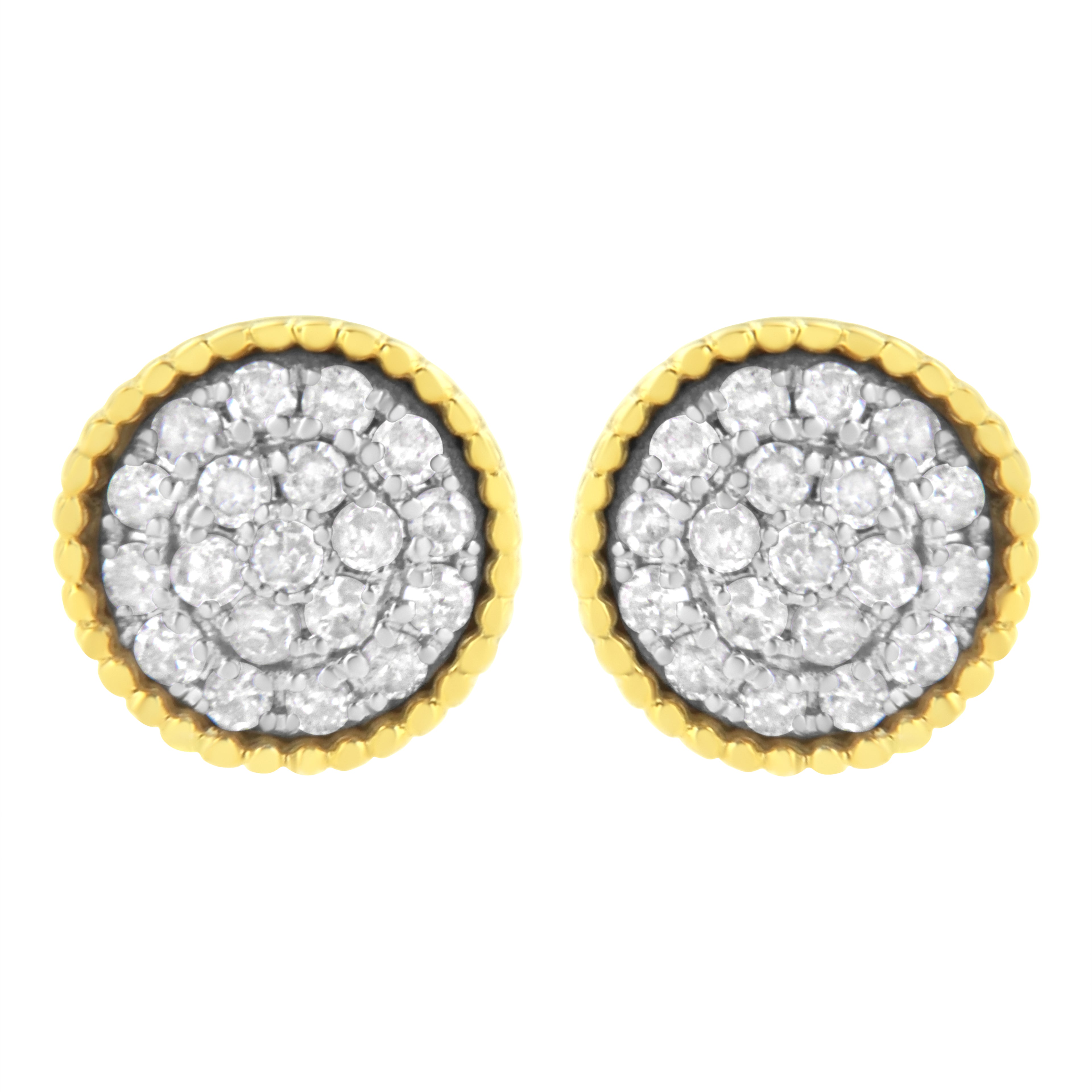 Haus of Brilliance 10K Yellow Gold Plated .925 Sterling Silver 1/2 cttw Diamond Floral Cluster Milgrained Stud Earring (I-J Color, I2-I3 Clarity)