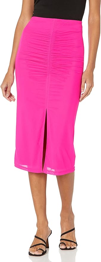 BB Dakota Ruched Hour Front Slit Midi Skirt