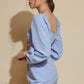 Blue Blush Light Blue Long Sleeve Front Tie Mini / M