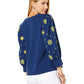 Lilly Pulitzer Puff Sleeve Embroidered Corden Sweatshirt - Floral - Navy Multi/Low Tide Navy - M