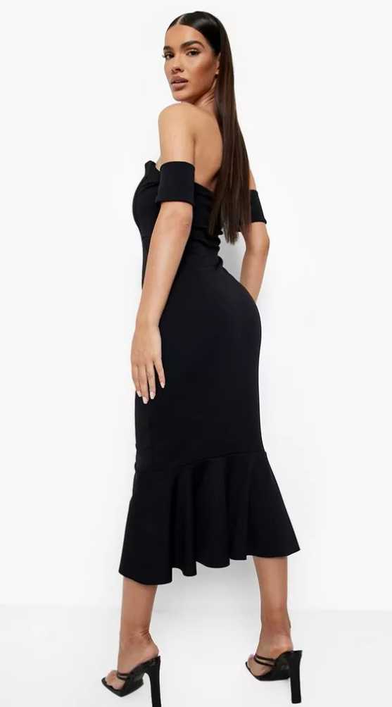 Black Off The Shoulder Midi Dress / S NWOT