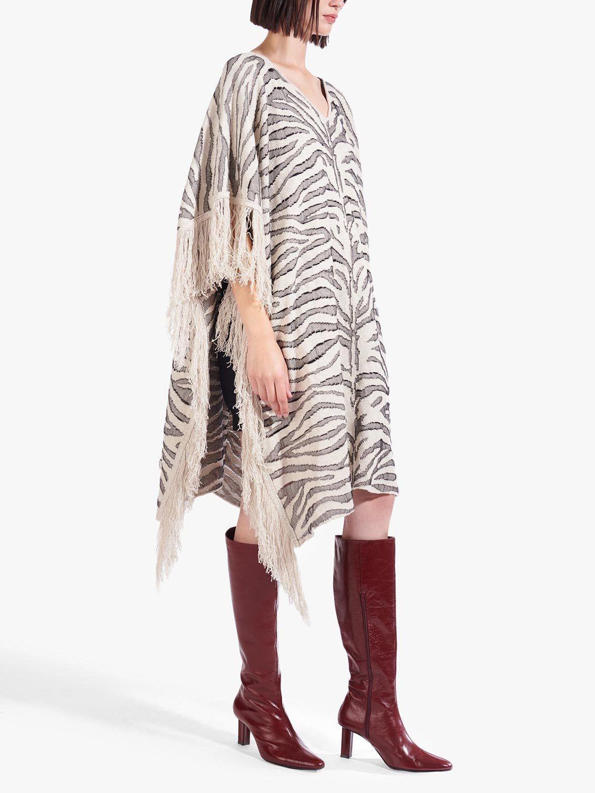 STAUD Cassia Zebra Shawl - Animal - Off White Multi