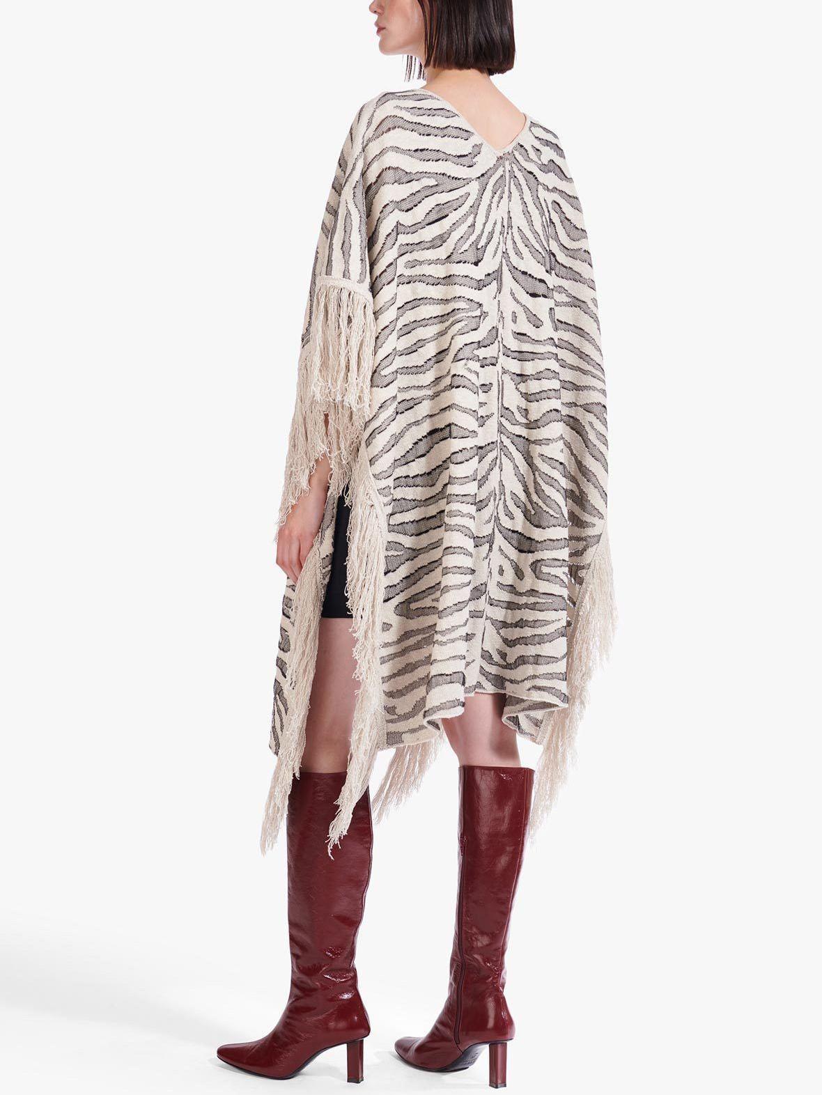 STAUD Cassia Zebra Shawl - Animal - Off White Multi