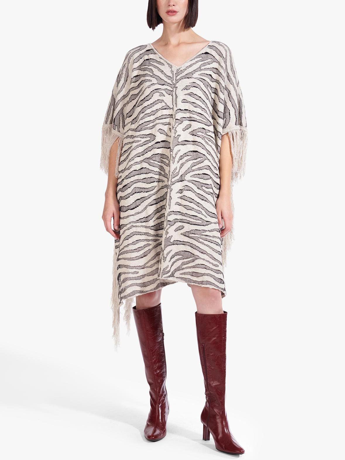 STAUD Cassia Zebra Shawl - Animal - Off White Multi