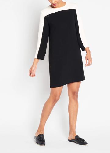 Of Mercer Long Sleeve Crew Neck Contrast Dress - /Black Multi - 14