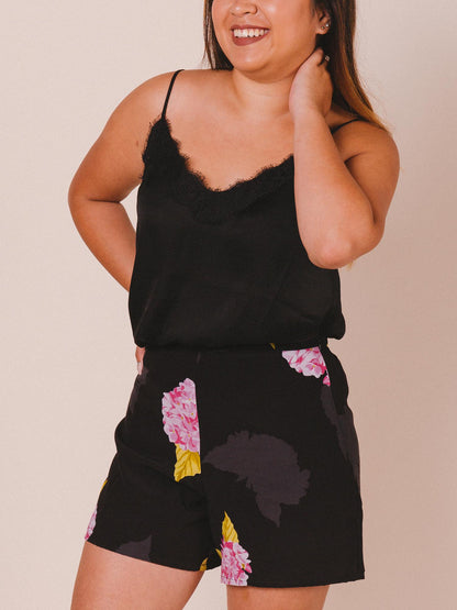 French Connection Upcycled High-Rise Printed Sheer Shorts