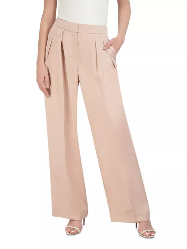 BCBG Maxazria Pleated Wide Leg Pants - /Pink - 12/