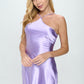 One And Only Lavender Satin Halter Tie Mini / M