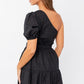 Le Lis Black Puff Sleeve Belted Mini / L