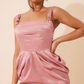 PrettyLittleThing Blush Satin Pleated Bodycon Mini