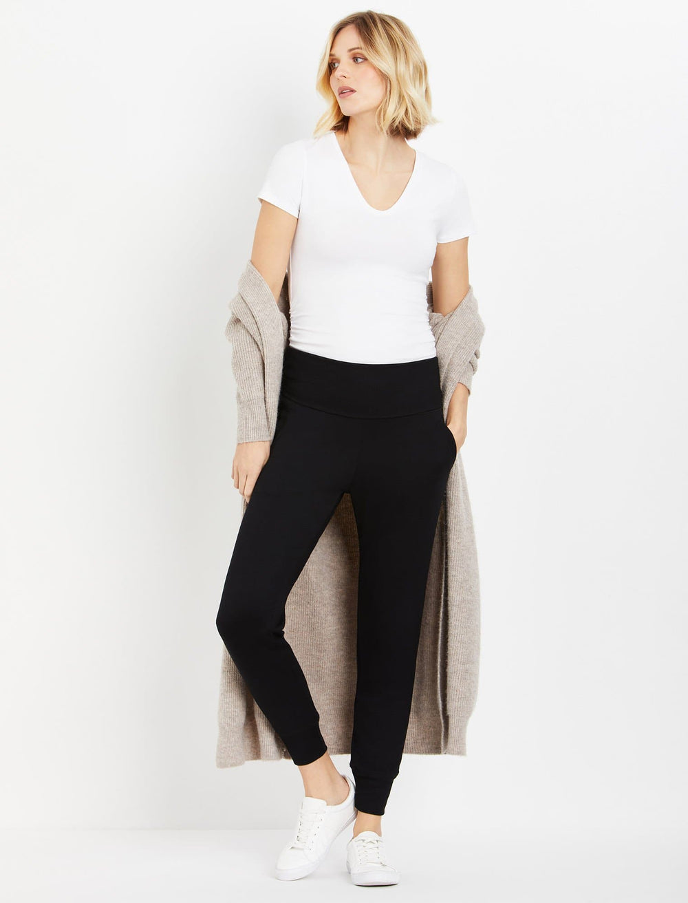 Beyond the Bump Fold Over Belly Maternity Jogger - Black