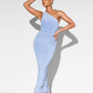 Asos Light Blue One Shoulder Ruched Maxi Dress / M