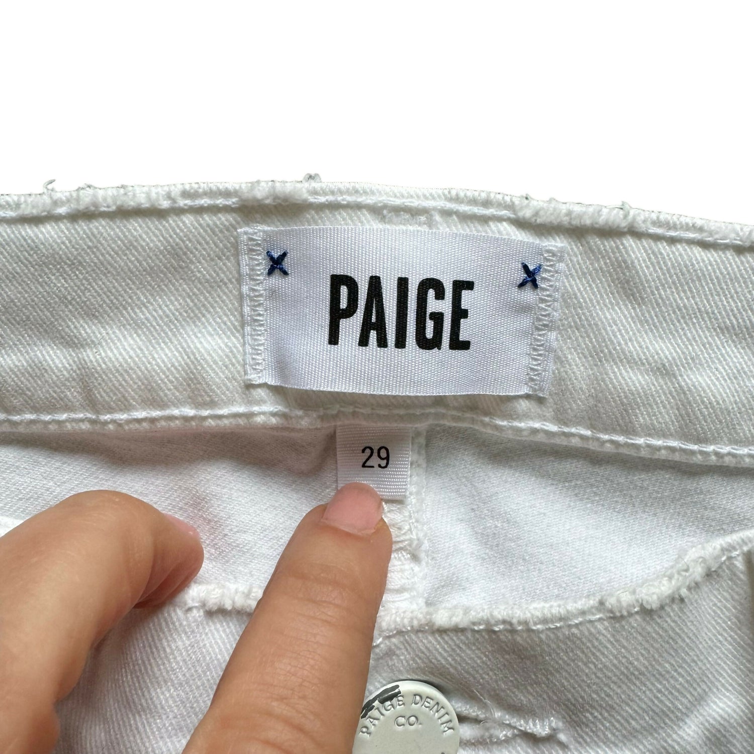 Paige Upcycled Maternity Cropped Distressed Raw Hem Shorts - White - 29M