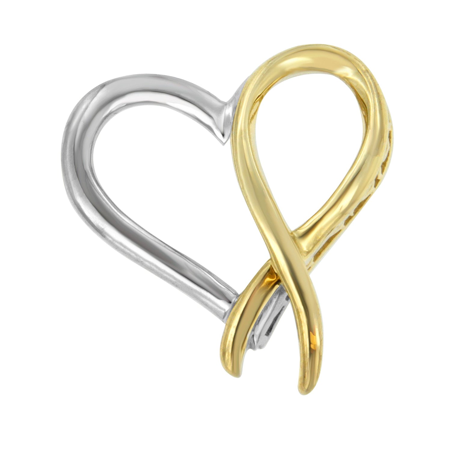 Haus of Brilliance Two-tone .925 Sterling Silver Heart-shaped Pendant Necklace