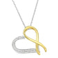 Haus of Brilliance Two-Tone .925 Sterling Silver 1/10 cttw Round Cut Diamond Ribbon Heart Pendant Necklace (H-I, I1-I2)