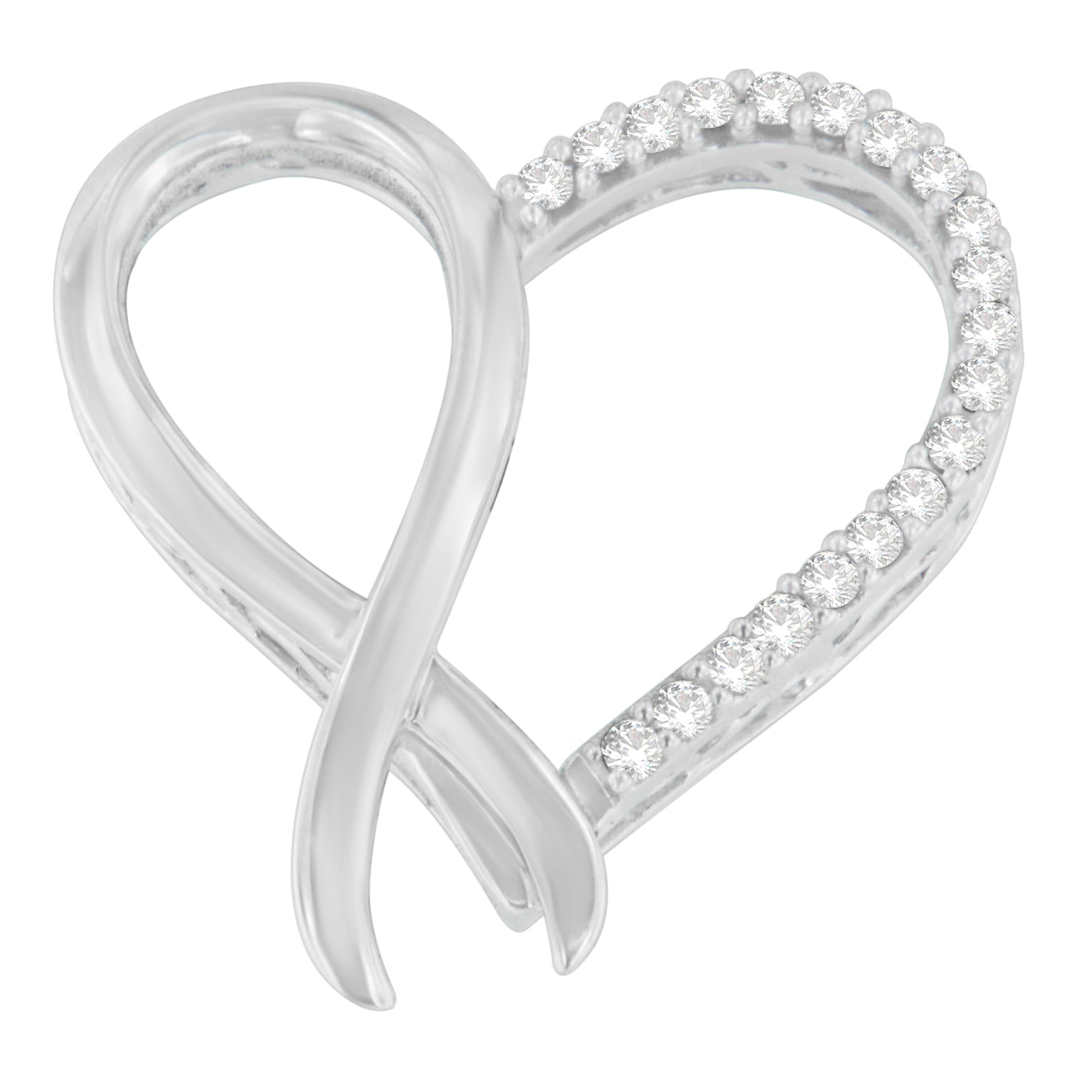 Haus of Brilliance .925 Sterling Silver 1/4 cttw Round Cut Diamond Ribbon and Heart Accent Pendant Necklace (H-I, I2-I3)