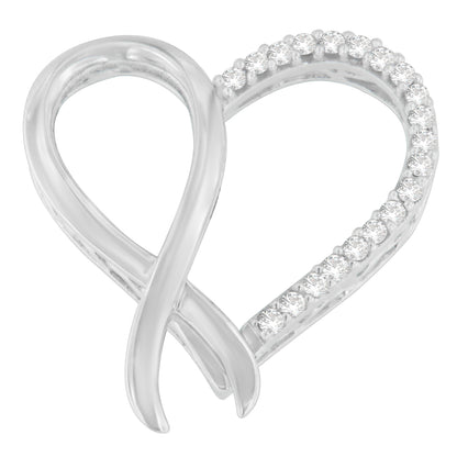 Haus of Brilliance .925 Sterling Silver 1/4 cttw Round Cut Diamond Ribbon and Heart Accent Pendant Necklace (H-I, I2-I3)