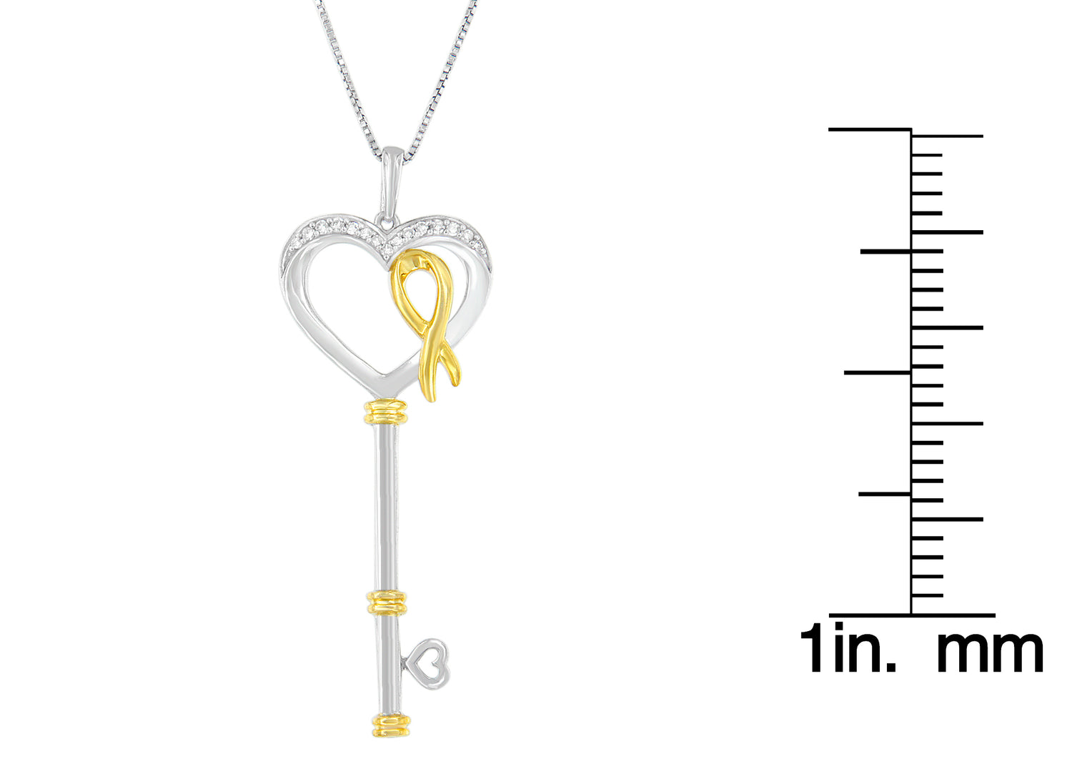 Haus of Brilliance 10k Two-Tone Gold-Plated Sterling Silver 1/10 ct TDW Round Cut Diamond Key to My Heart Pendant Necklace (H-I, I1-I2)