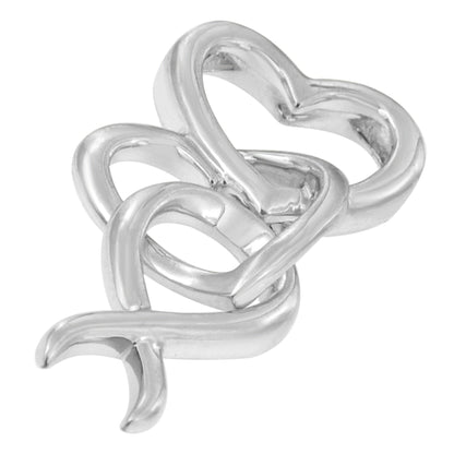 Haus of Brilliance .925 Sterling Silver Double-Heart &amp; Awareness Ribbon Linked Pendant Necklace