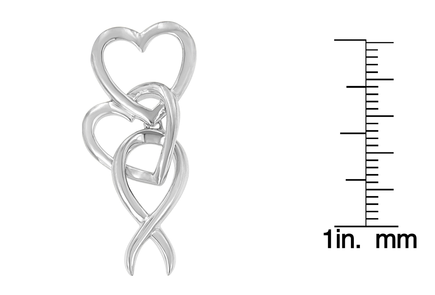 Haus of Brilliance .925 Sterling Silver Double-Heart &amp; Awareness Ribbon Linked Pendant Necklace