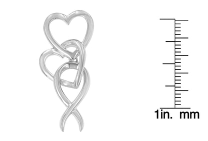Haus of Brilliance .925 Sterling Silver Double-Heart &amp; Awareness Ribbon Linked Pendant Necklace