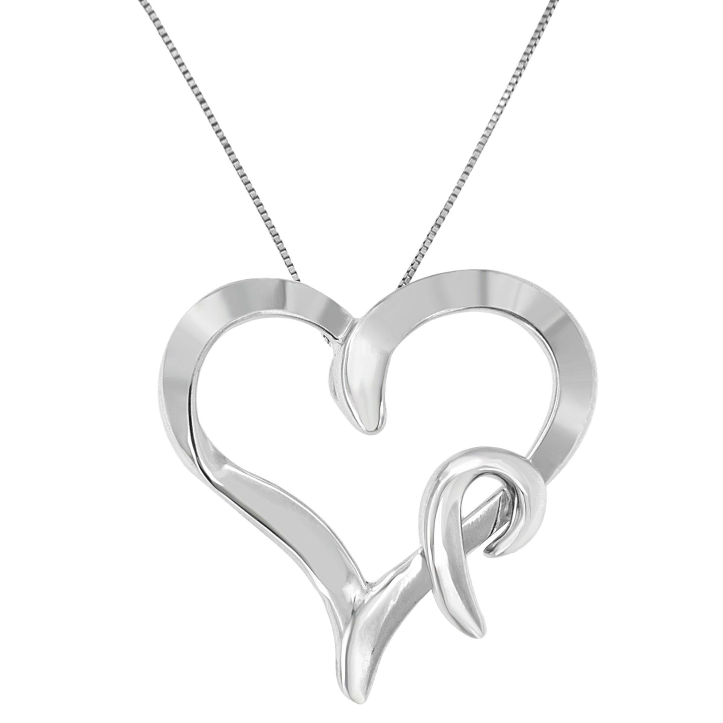 Haus of Brilliance .925 Sterling Silver Heart Shaped Pendant Necklace