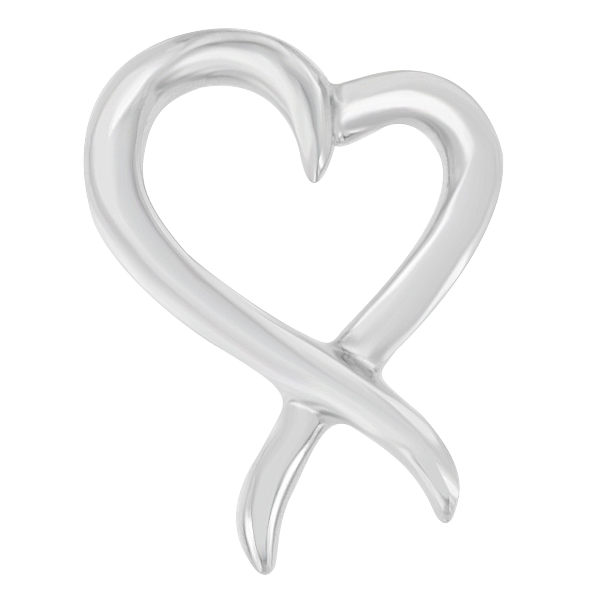 Haus of Brilliance .925 Sterling Silver Open Heart-Shaped Awareness Ribbon Pendant Necklace