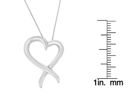 Haus of Brilliance .925 Sterling Silver Open Heart-Shaped Awareness Ribbon Pendant Necklace