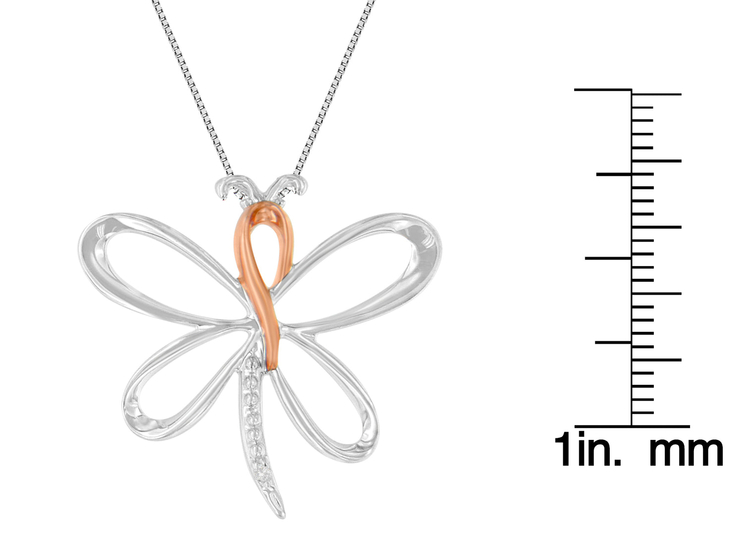 Haus of Brilliance 10K Rose Gold over .925 Sterling Silver Diamond-Accented Dragonfly 18&quot; Pendant Necklace (H-I Color, I1-I2 Clarity)