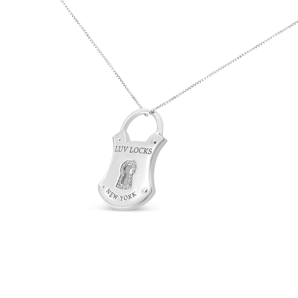 Haus of Brilliance .925 Sterling Silver 1/10 Cttw Diamond Lock Pendant 18" Necklace (H-I Color, I1-I2 Clarity)