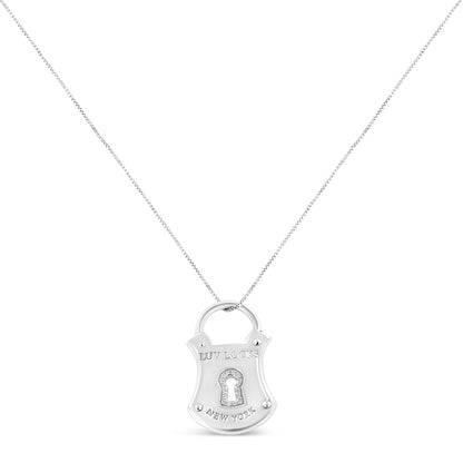 Haus of Brilliance .925 Sterling Silver 1/10 Cttw Diamond Lock Pendant 18&quot; Necklace (H-I Color, I1-I2 Clarity)