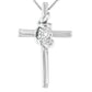 Haus of Brilliance .925 Sterling Silver Prong Set Round-Cut Solitaire Diamond Accent Cross 18" Pendant Necklace (H-I Color, SI2-I1 Clarity)