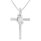 Haus of Brilliance .925 Sterling Silver Prong Set Round-Cut Solitaire Diamond Accent Cross 18" Pendant Necklace (H-I Color, SI2-I1 Clarity)