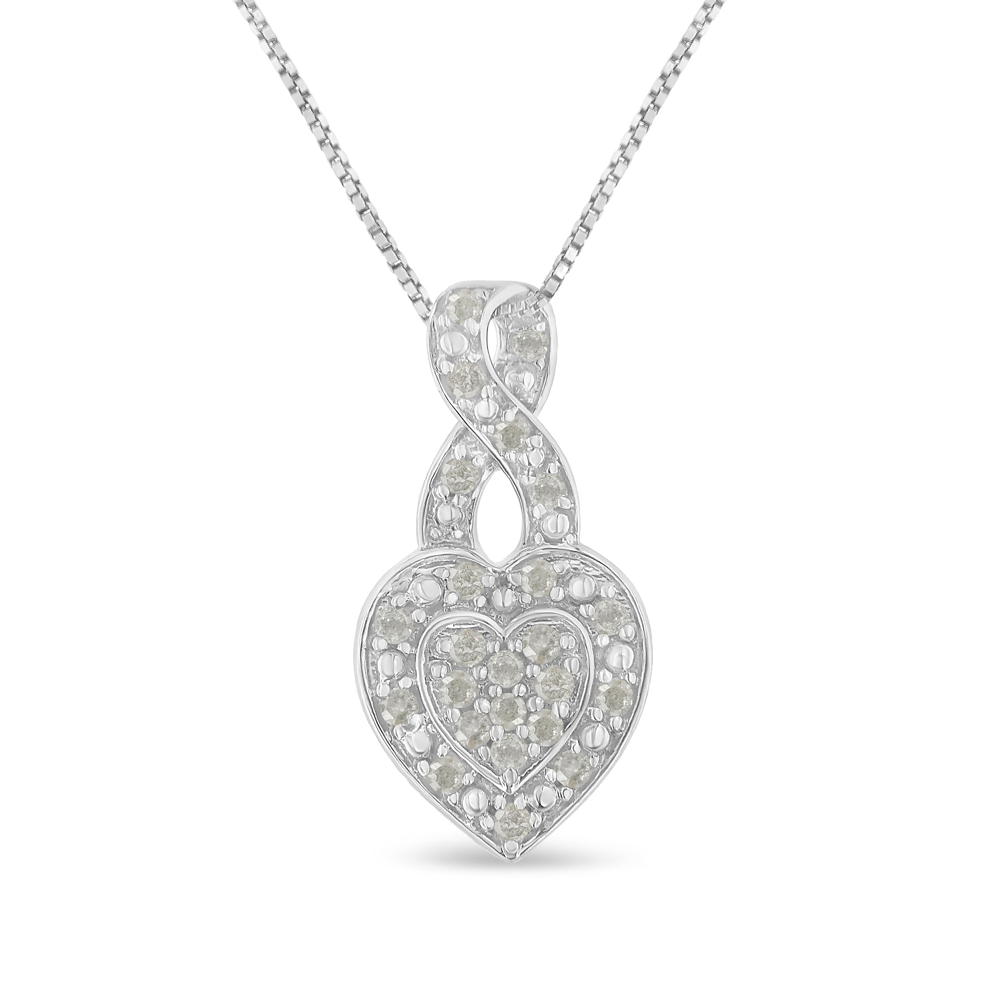 Haus of Brilliance .925 Sterling Silver 1/3 Cttw Diamond Awareness Ribbon Halo Heart 18&quot; Pendant Necklace (I-J Color, I2-I3 Clarity)