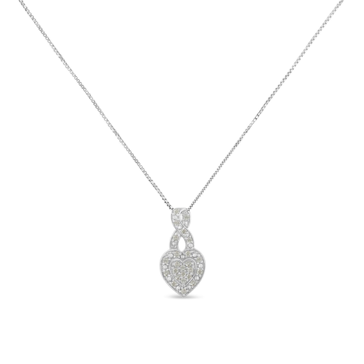 Haus of Brilliance .925 Sterling Silver 1/3 Cttw Diamond Awareness Ribbon Halo Heart 18&quot; Pendant Necklace (I-J Color, I2-I3 Clarity)