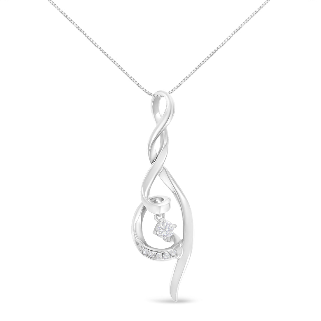 Haus of Brilliance Espira 10K White Gold 1/10 cttw Diamond Swirl Pendant Necklace (I-J, I1-I2)