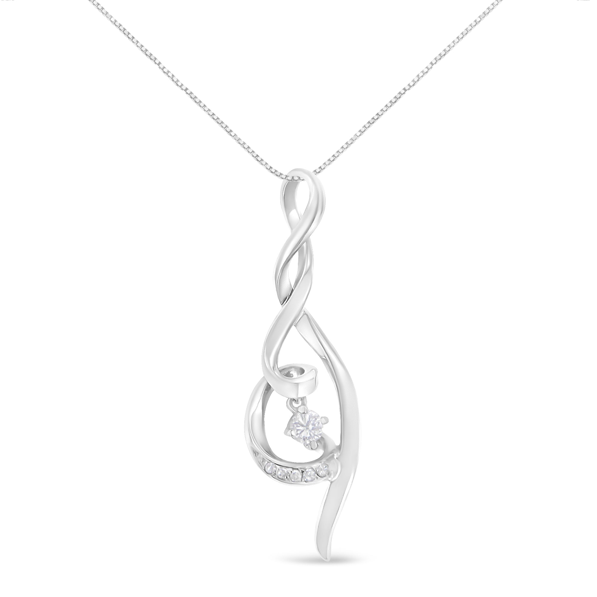 Haus of Brilliance Espira 10K White Gold 1/10 cttw Diamond Swirl Pendant Necklace (I-J, I1-I2)