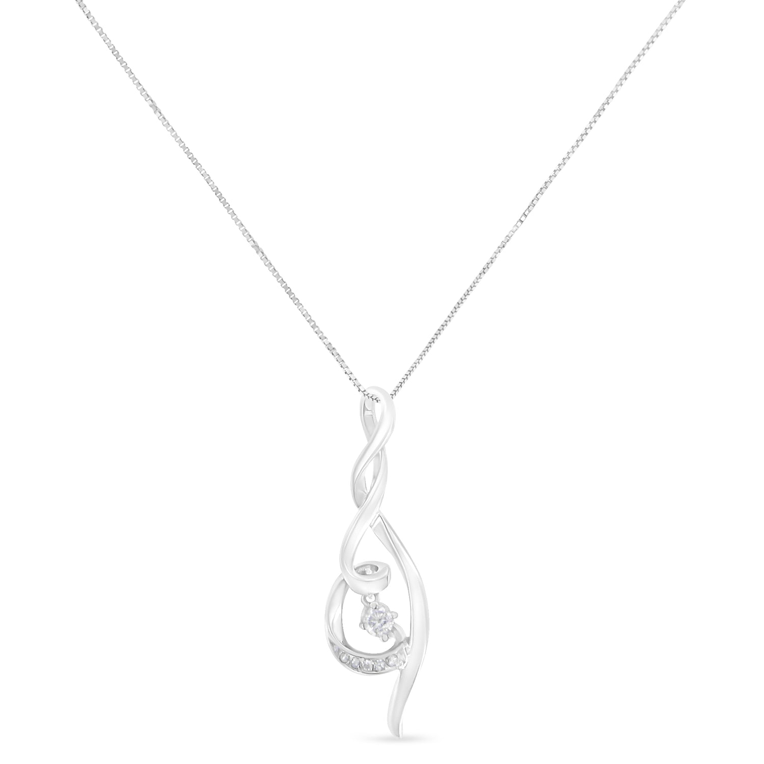 Haus of Brilliance Espira 10K White Gold 1/10 cttw Diamond Swirl Pendant Necklace (I-J, I1-I2)