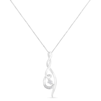 Haus of Brilliance Espira 10K White Gold 1/10 cttw Diamond Swirl Pendant Necklace (I-J, I1-I2)