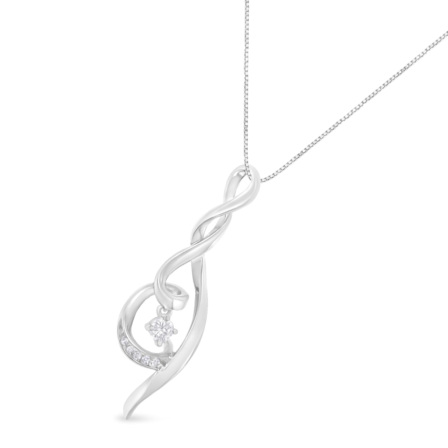 Haus of Brilliance Espira 10K White Gold 1/10 cttw Diamond Swirl Pendant Necklace (I-J, I1-I2)