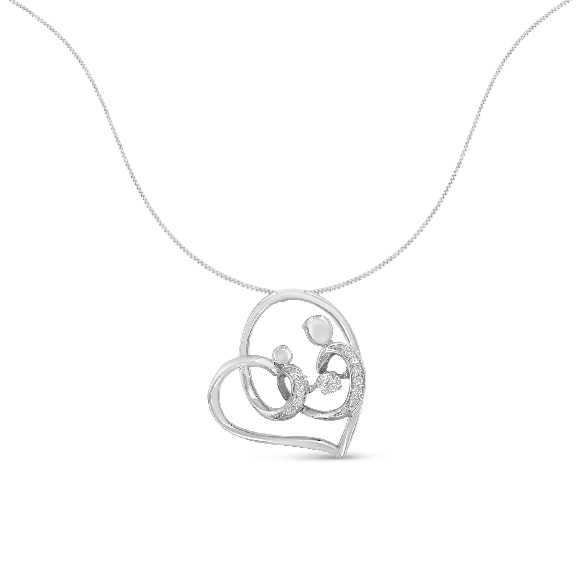 Haus of Brilliance .925 Sterling Silver 1/6 cttw Diamond Heart Pendant Necklace (H-I, I1-I2)