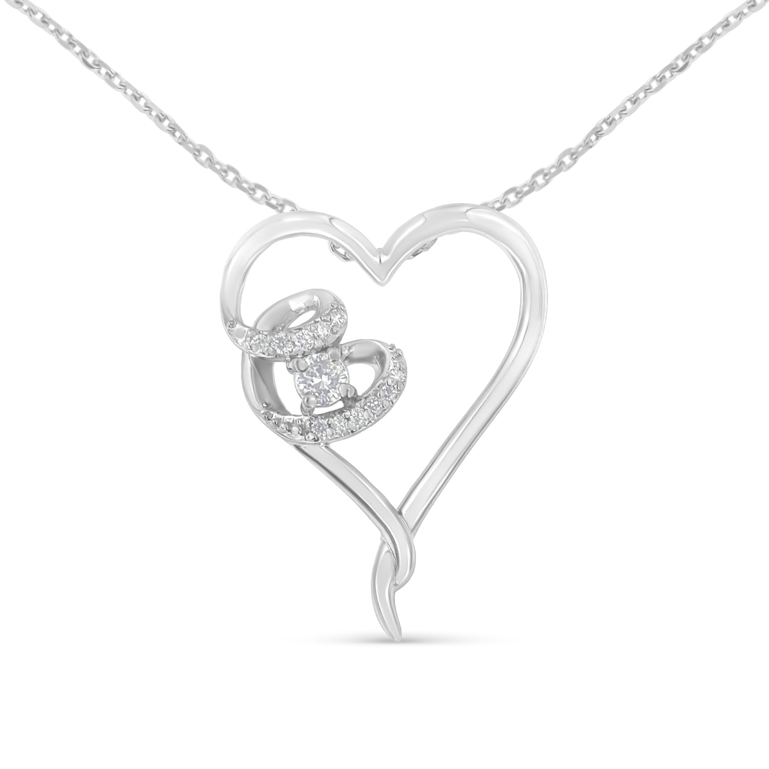 Haus of Brilliance .925 Sterling Silver 1/10 cttw Diamond Heart Pendant Necklace (H-I, I1-I2)