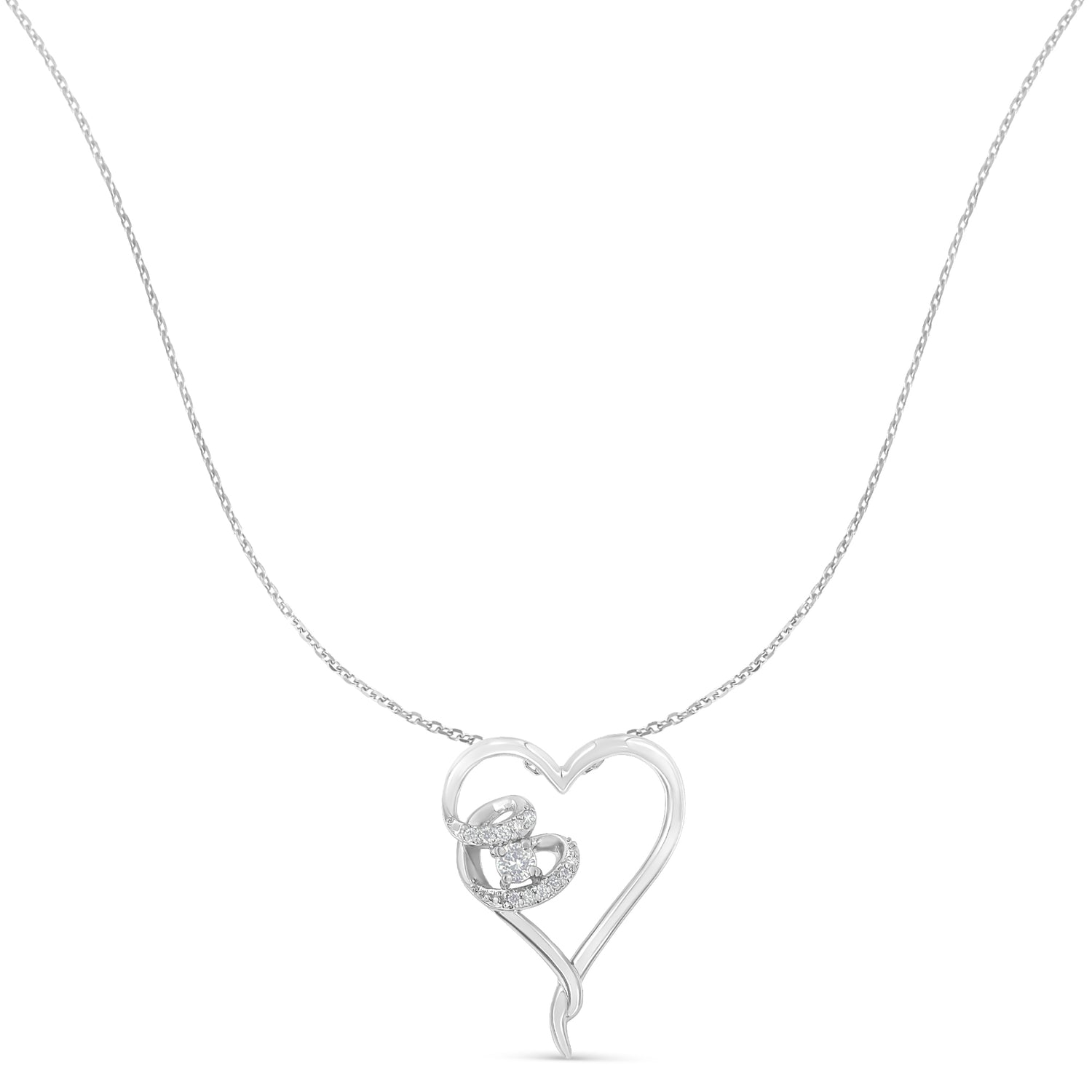 Haus of Brilliance .925 Sterling Silver 1/10 cttw Diamond Heart Pendant Necklace (H-I, I1-I2)