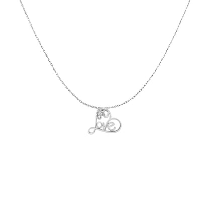 Haus of Brilliance .925 Sterling Silver 1/10 Cttw Round Brilliant-Cut Diamond Accented Open Heart with Love 18&quot; Pendant Necklace (H-I Color, I1-I2 Clarity)