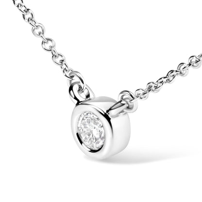 Haus of Brilliance 10K White Gold 1/10 Carat Round Brilliant-Cut Diamond Modern Bezel-Set Solitaire 16&quot;-18&quot; Pendant Necklace (H-I Color, SI2-I1 Clarity)