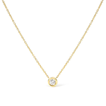 Haus of Brilliance 10K Yellow Gold 1/10 Carat Round Brilliant-Cut Diamond Modern Bezel-Set Solitaire 16&quot;-18&quot; Pendant Necklace (H-I Color, SI2-I1 Clarity)