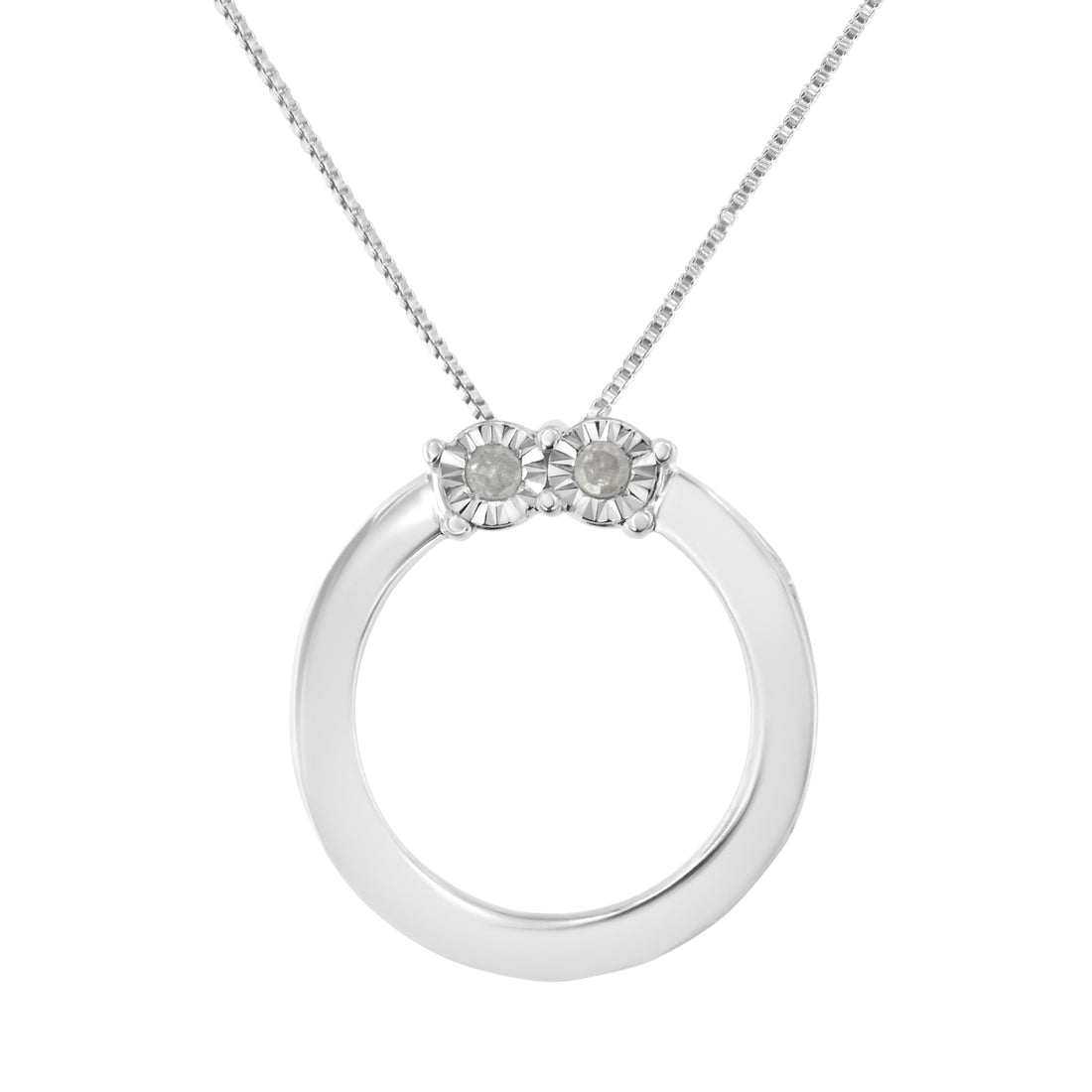 Haus of Brilliance .925 Sterling Silver 1/10 Cttw Diamond Miracle-Set 2 Stone &